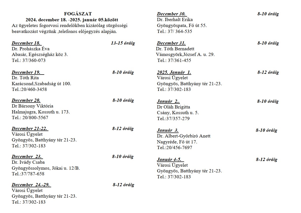 Fogászati rendelések