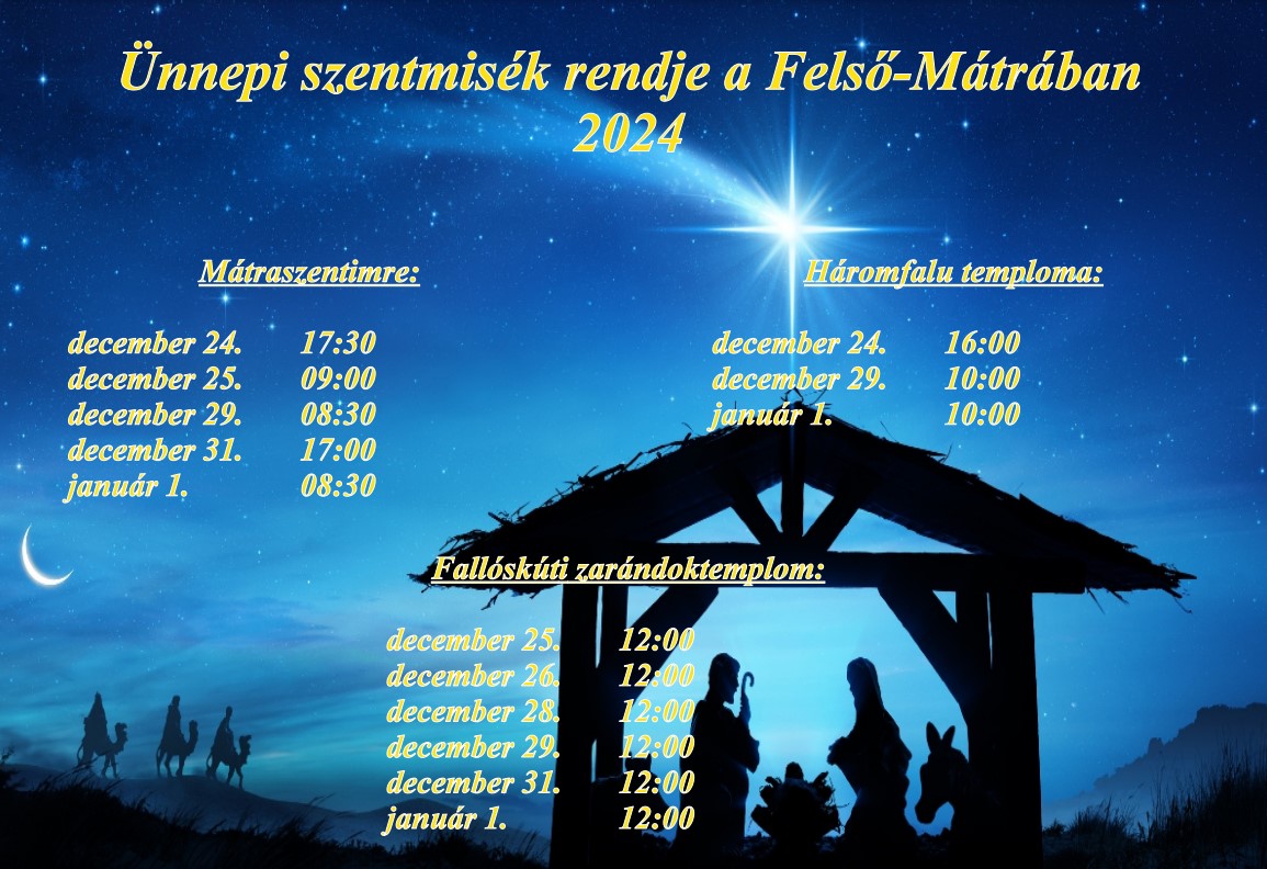 Ünnepi szentmisék rendje 2024
